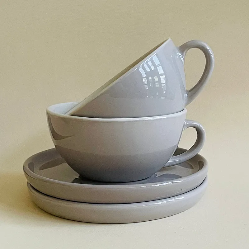 Blush & Brew Ceramic Cup & Saucer (Grey/320 mL) - Four Piece Set media 5