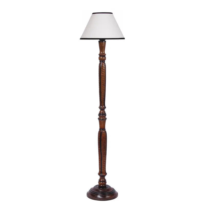 Hima Vintage Wooden Floor Lamp - White&Black media 4