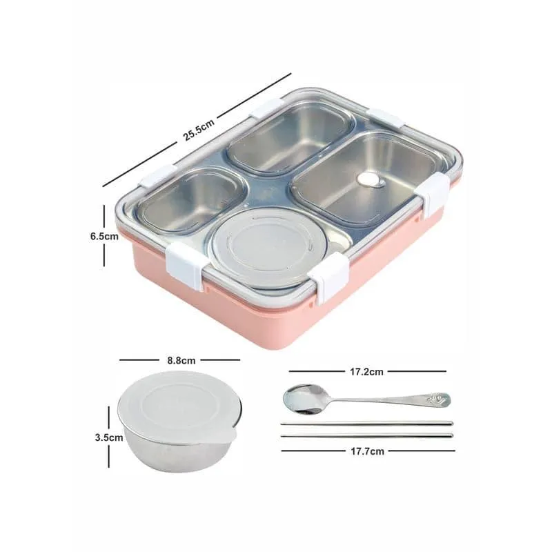 Emerio Lunch Box With Compartments (Pink) - 750 ML media 4