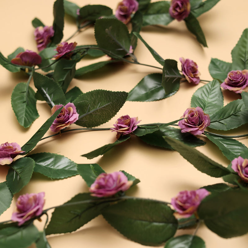 Fiora Plastic Artificial Velvet Rose Creeper (Purple) - Set of Five media 5