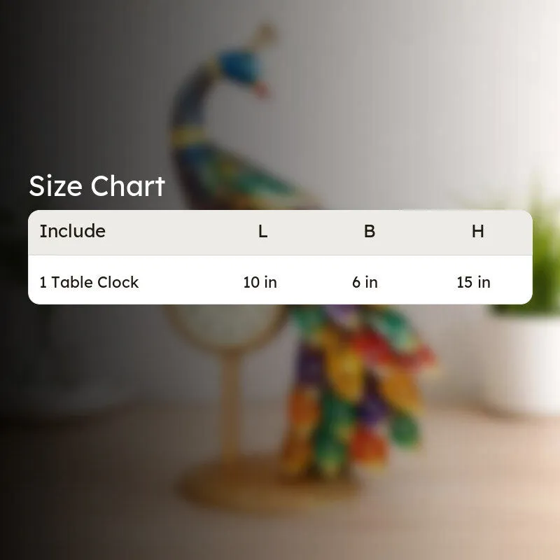 Multicolor Peacock Iron Table Clock media 11