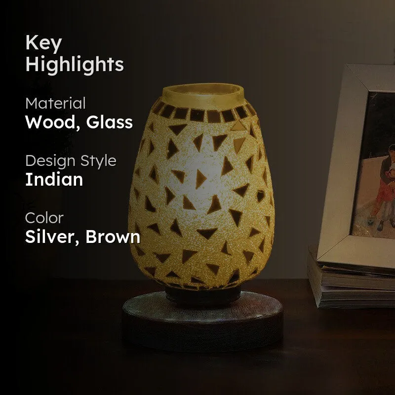 Luxior Mosaic Glass Table Lamp With Wooden Base media 2