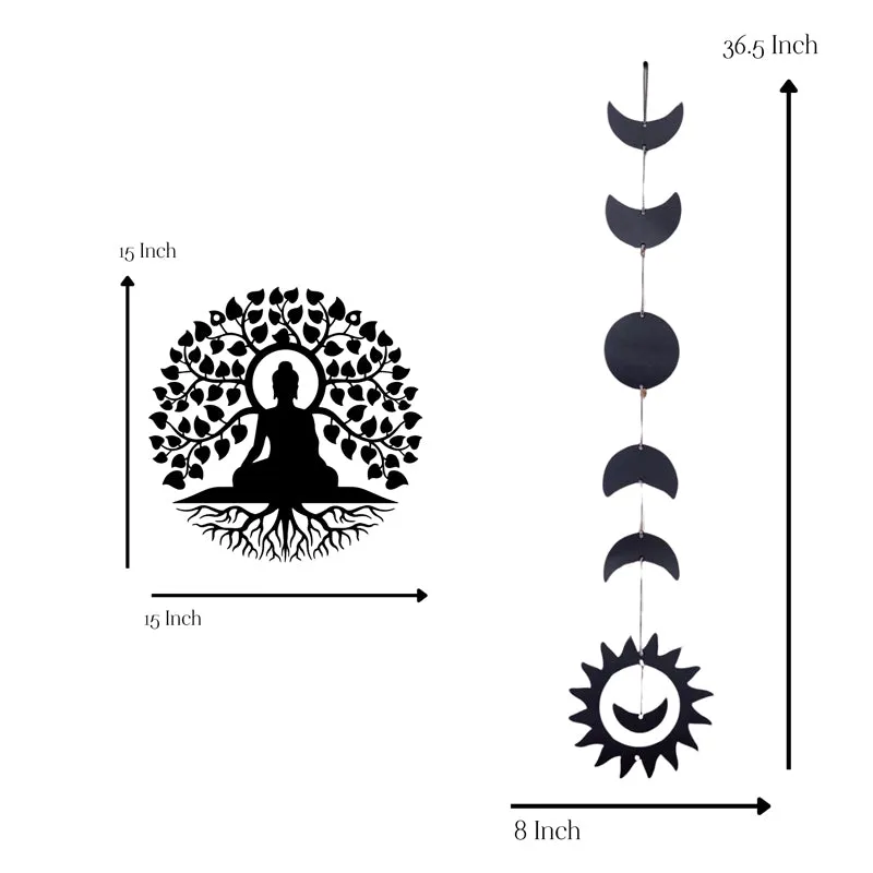 Buddha with Planetary Phases Iron Wall Accent - Set Of Two media 6