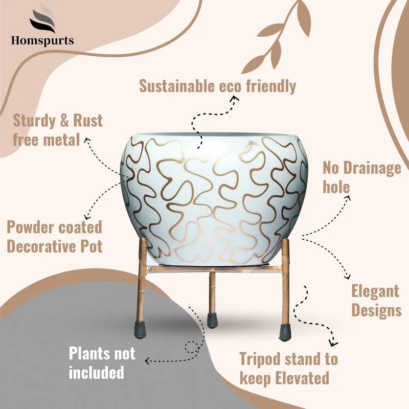 Nature Root Metal Planter with Stand - White media 8