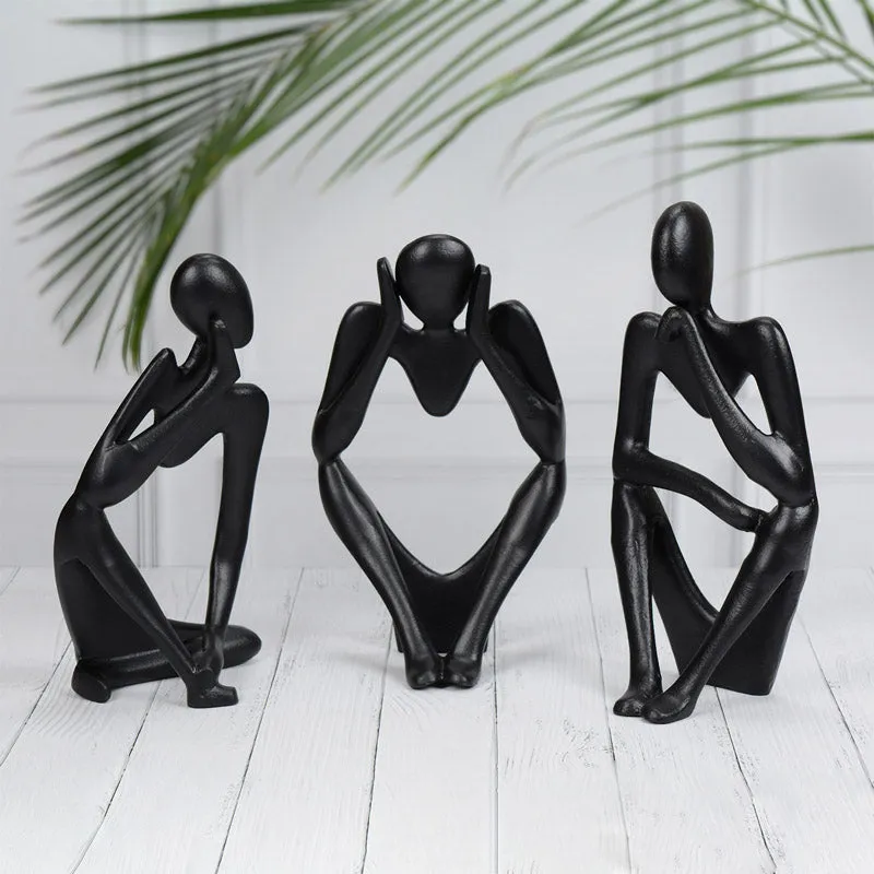 Human Ponder Showpiece (Black) - Set Of Three media 1