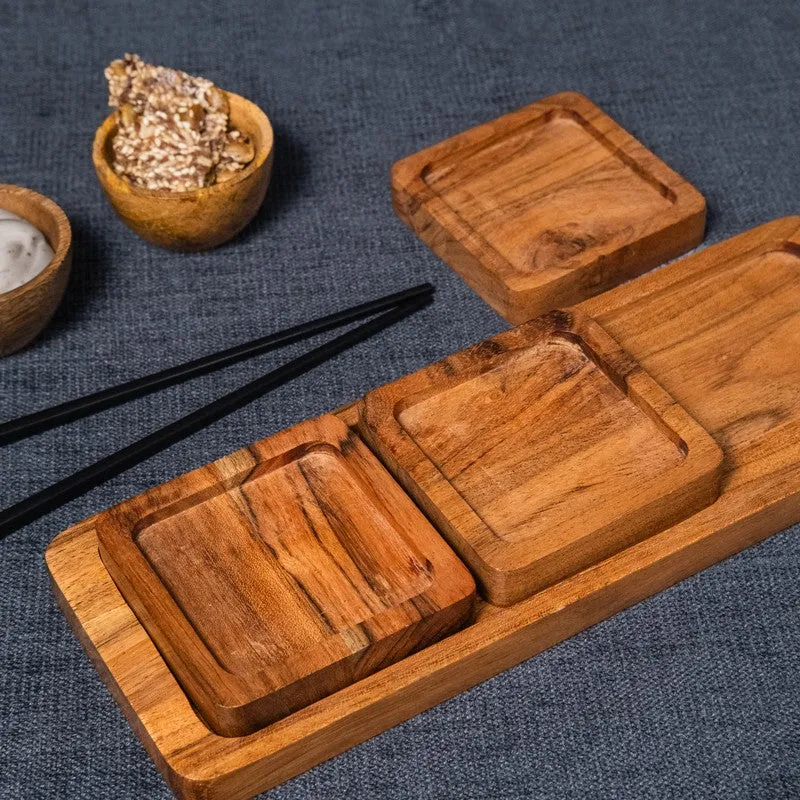 Trinity Wood Sectioned Serving Platter - Four Piece Set media 7
