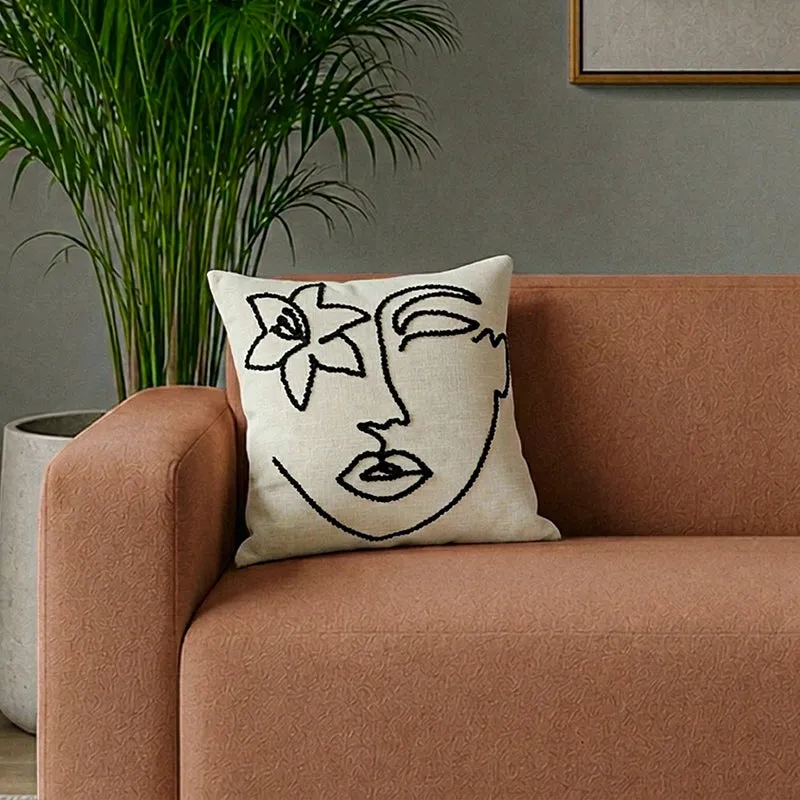 Inaya Embroidered Abstract Cushion Cover - Square - 1