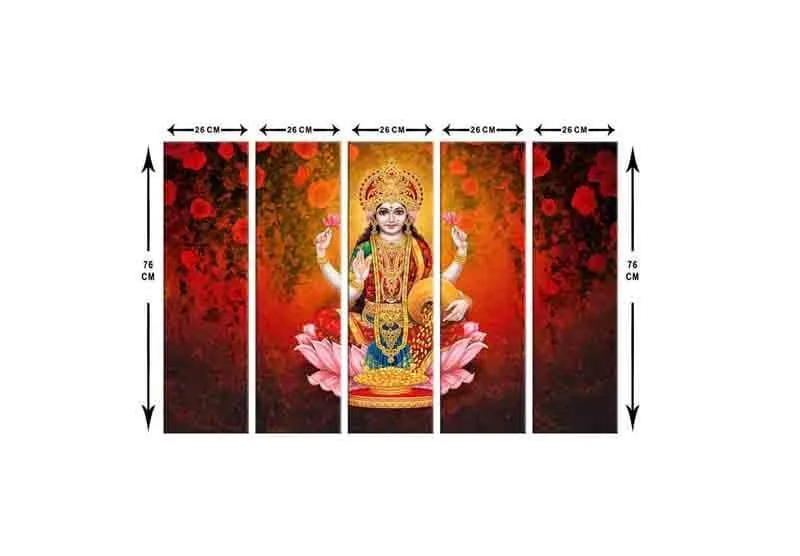 Goddess Laxmi Wall Art - Five Piece Set media 7