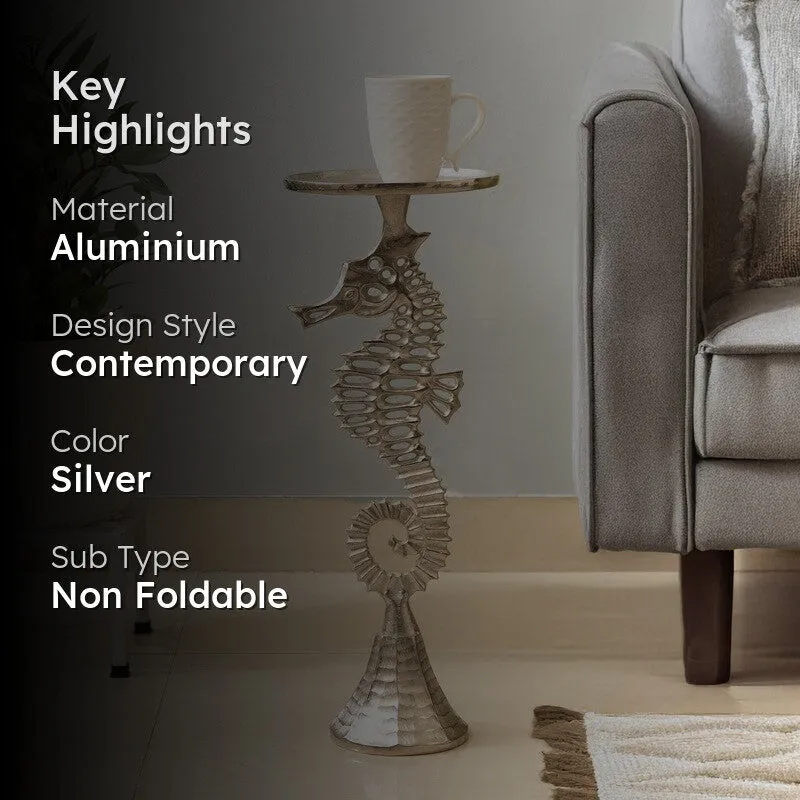 Seahorse Sculpt Aluminum Side Table - Silver media 2
