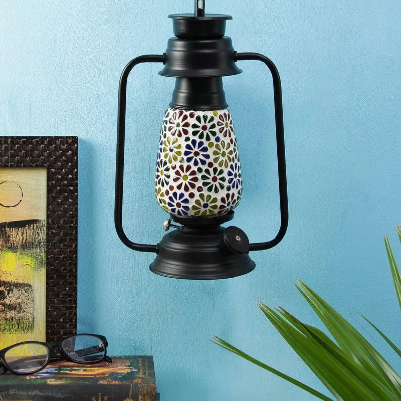 Madhura Mosaic Lantern Iron Wall Lamp - Black media 3