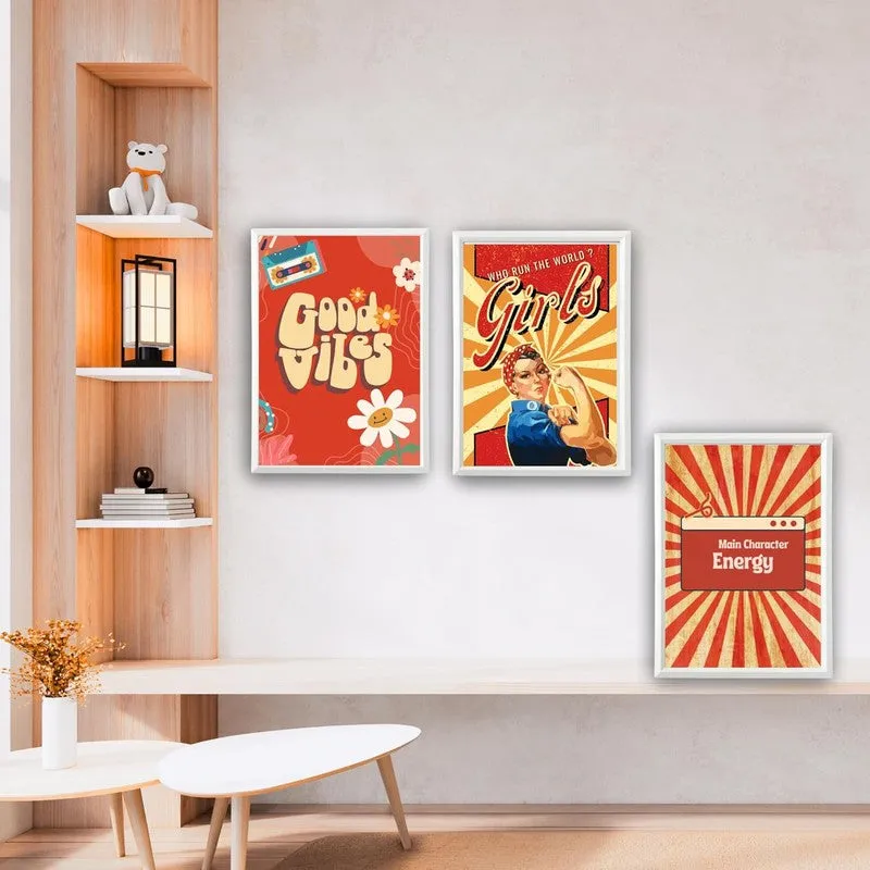 Retro Boost Paper Wall Painting With Frame - White media 4