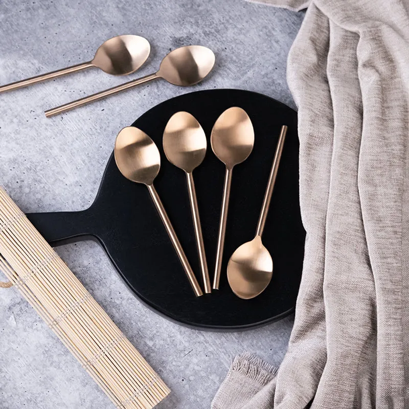 Zarif Stainless Steel Spoon Set (Gold) - Set Of Six media 1