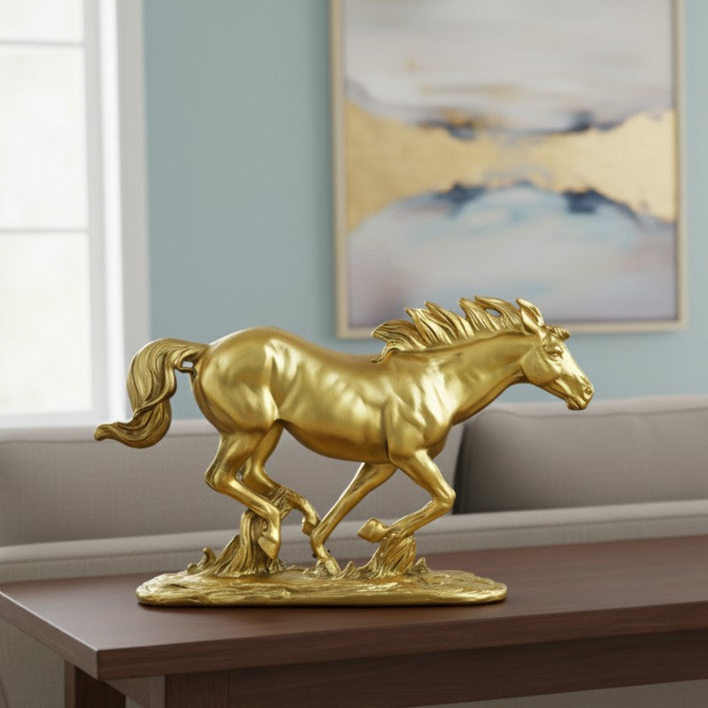 Running Horse Figurine Showpieces - Gold