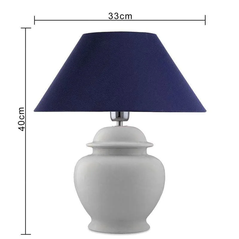 Fancy Pants Ceramic Table Lamp With Conical Shade - White,Blue media 5