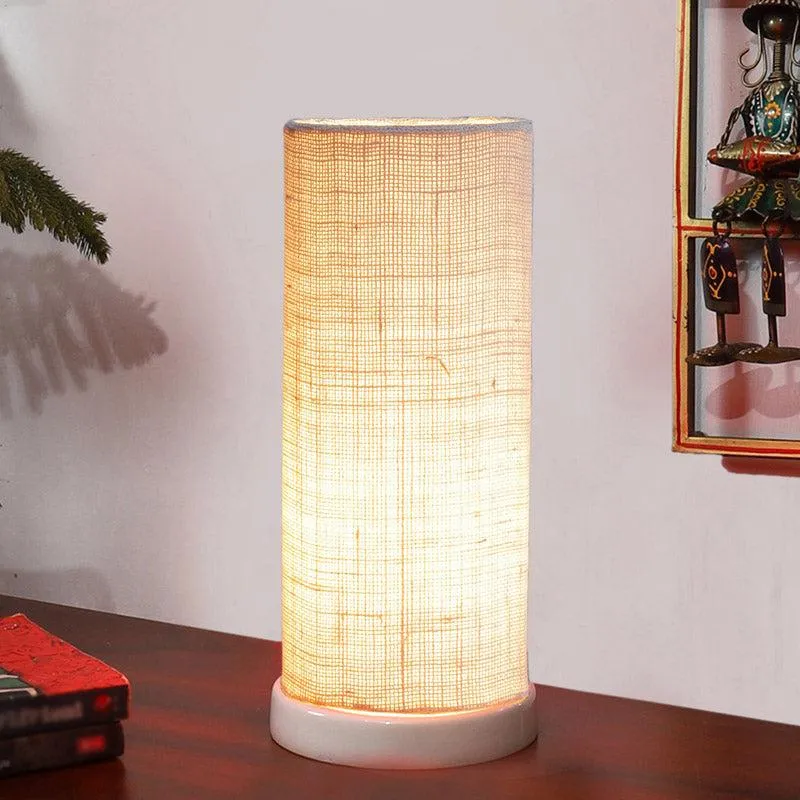 Esto Tower Wooden Table Lamp With Jute Shade - Grey,White media 1