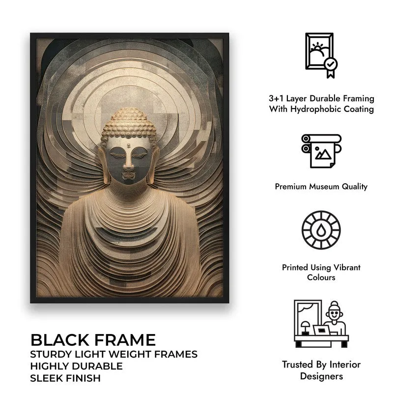 Buddha In Meditation Archival Paper Wall Painting With Black Frame media 9