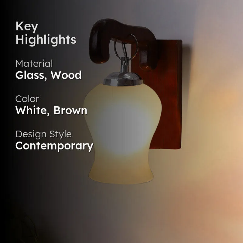 Klarion Glass & Wooden Wall Lamp media 2