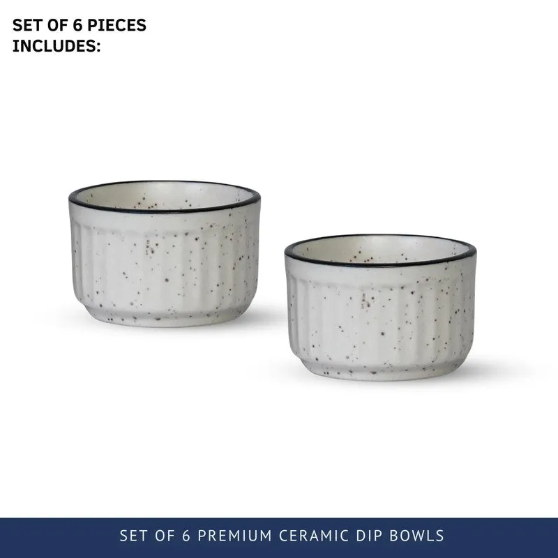 Virelle Ceramic Dip Bowls (White ,50 mL Each) - Set Of Six media 6