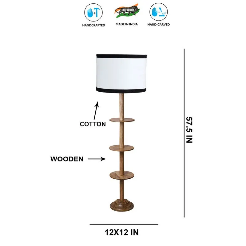 LumiCrate Tower Wooden Floor Lamp - White & Black media 8
