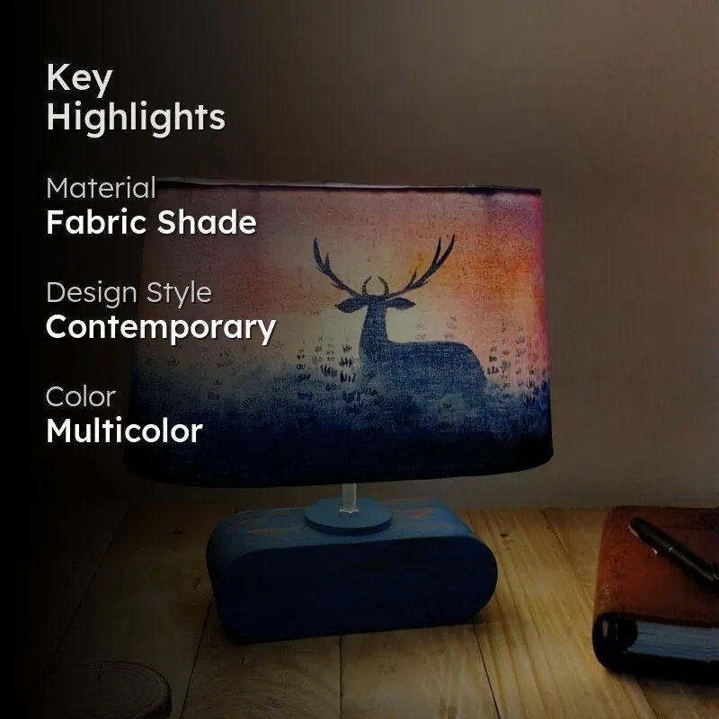 Horizon Glow Handpainted Fabric Table Lamp - Multicolor media 2