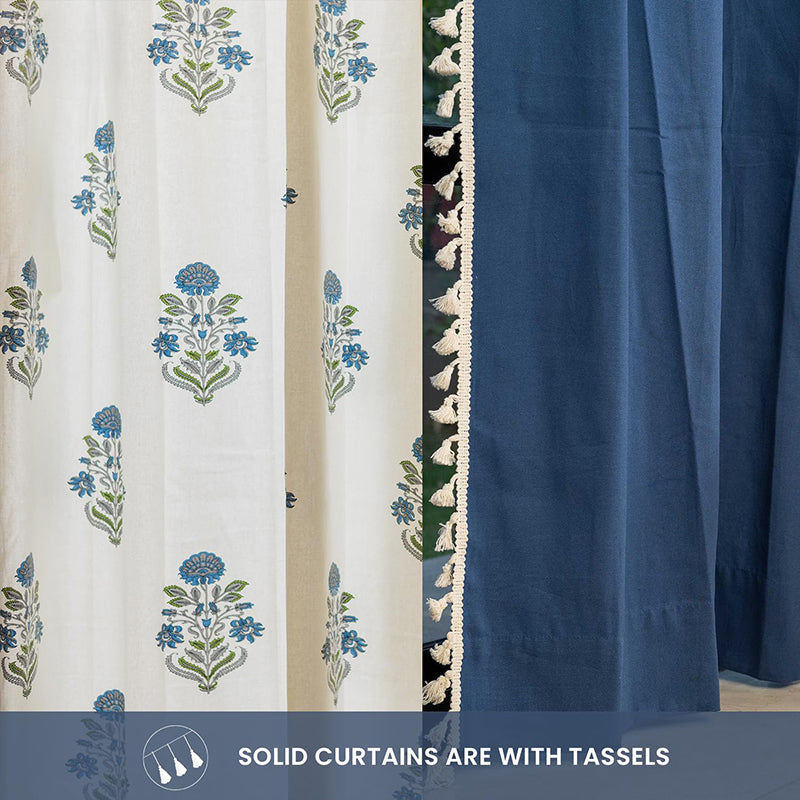 Urban Space Liberty & Aura Curtain (Blue,Indigo) - Set Of Four