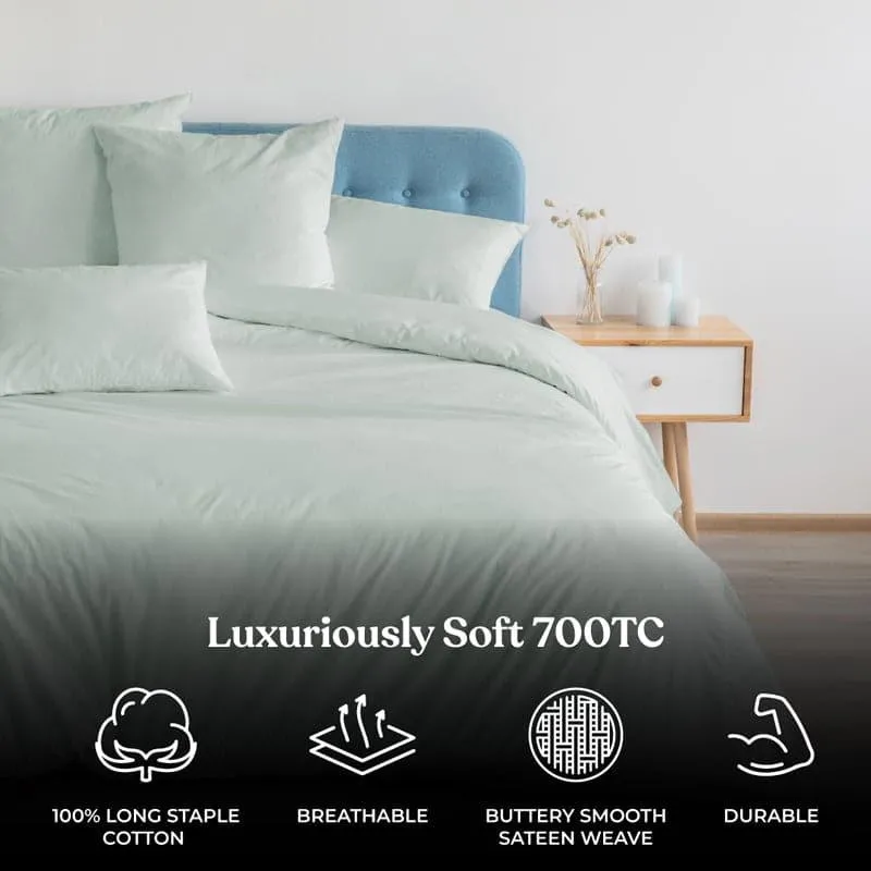 Freyda Solid Cotton Bedsheet (Mint) - 700 TC media 7