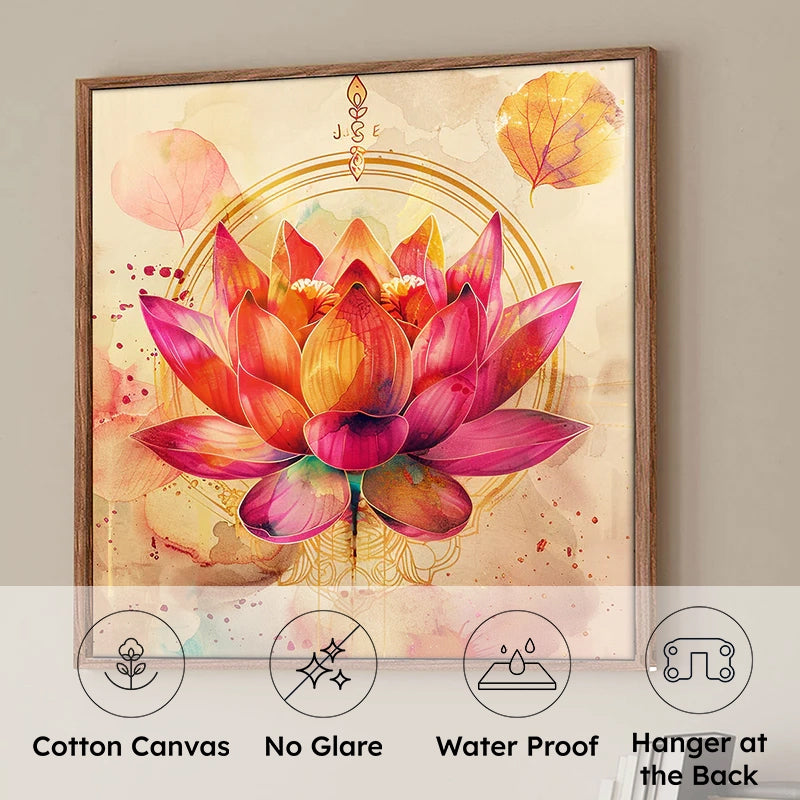 Pink Lotus Nirvana Canvas Wall Art With Frame media 6