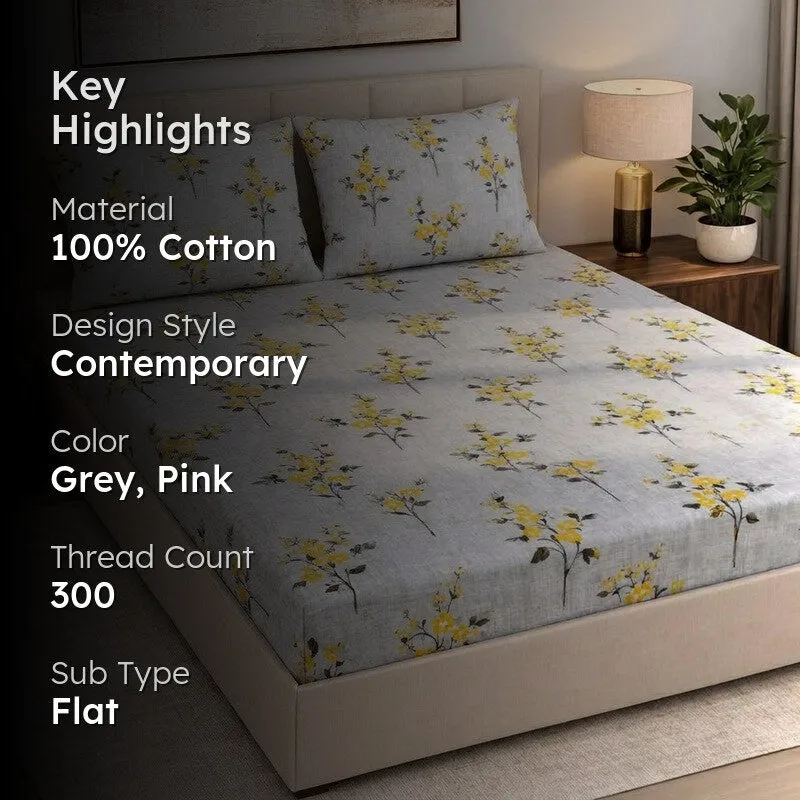 Simple Bloom Cotton Bedsheet - 300 TC media 2