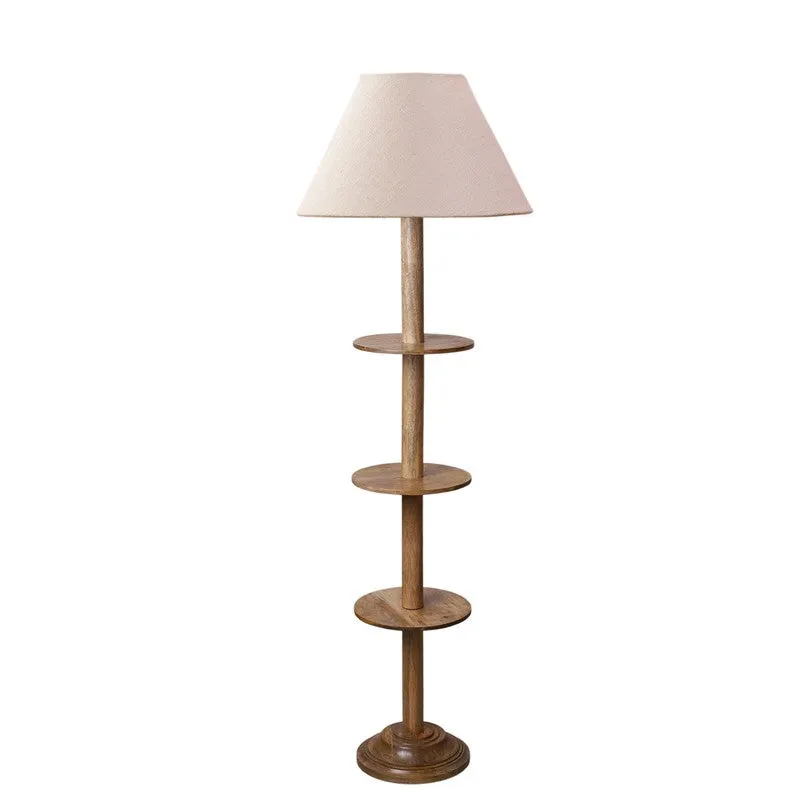 Vintage Glow Light Wooden Floor Lamp - White media 5