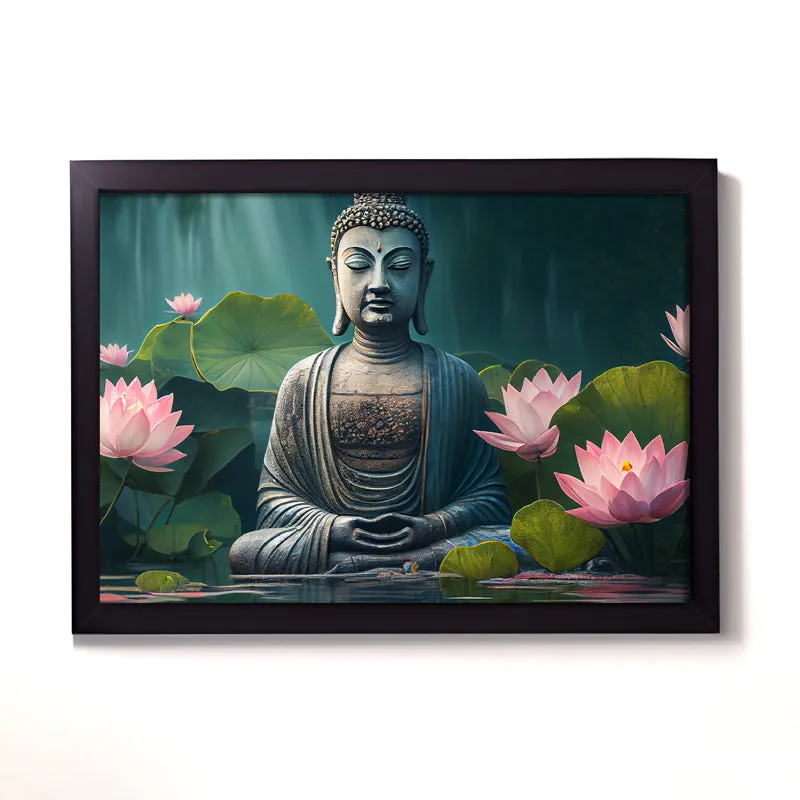 Lotus Embrace Buddha Wall Painting media 3