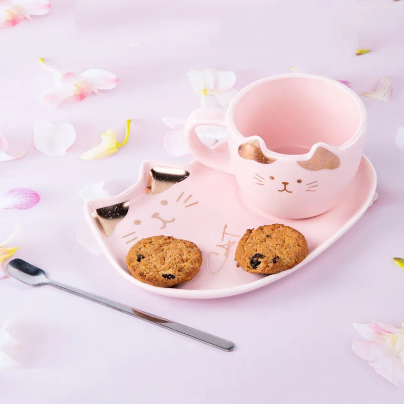Whisker Tales Pink Mug & Snack Plate (200 ML) - Three Piece Set media 1