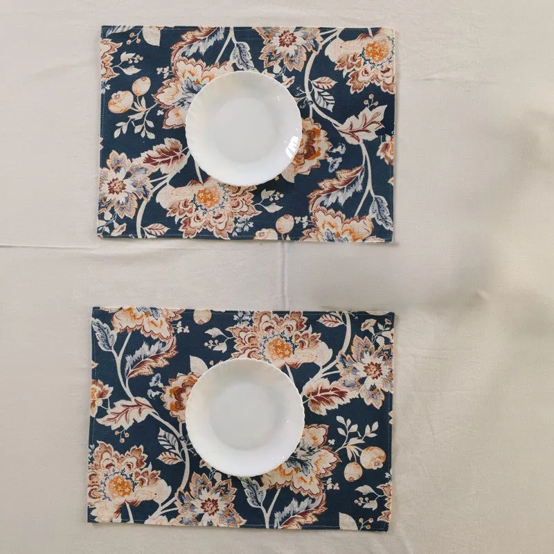 Navy Blossom Haven Canvas Table Mats - Set Of Two media 3