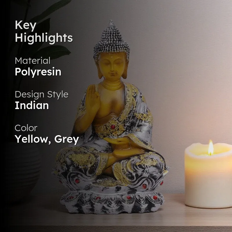 Solace Buddha Polyresin Idol (12 inches) - Silver media 2