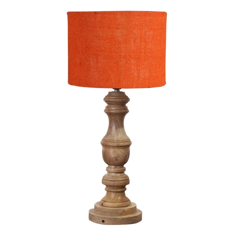 Sienna I Carve Wooden Table Lamp - Orange,Brown media 6
