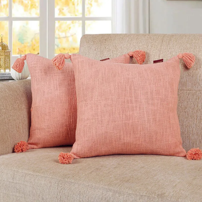 Claira Solid Cushion Cover (Peach) - Set Of Two media 3