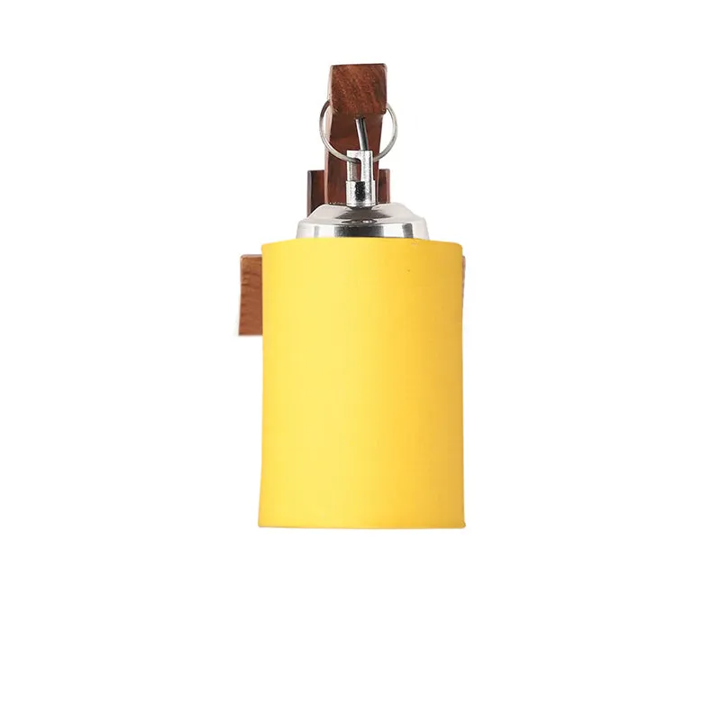 Forma Cylindrical Fabric & Wooden Wall Lamp - Yellow media 4