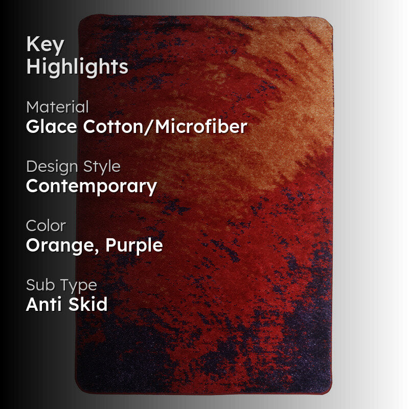 Esmond Abstract Micro Fiber Area Rug - Orange & Purple media 2