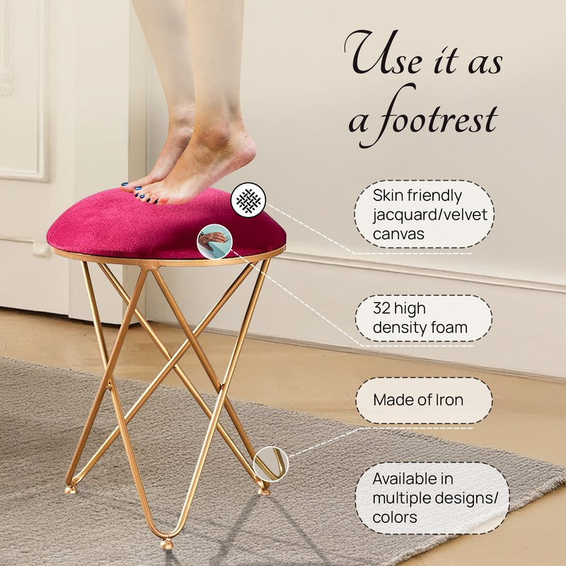 Jada Velvet Stool (Red) - Set Of Two media 5