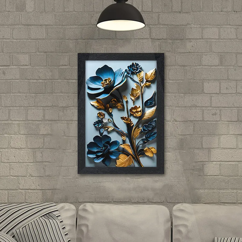 Indigo Flora Relief Wall Painting media 4