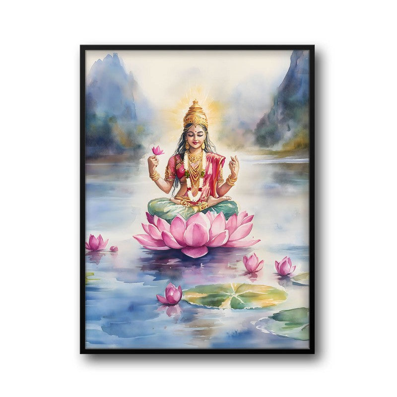 Padmapriya Spiritual Archival Paper Wall Painting With Frame - Black media 5