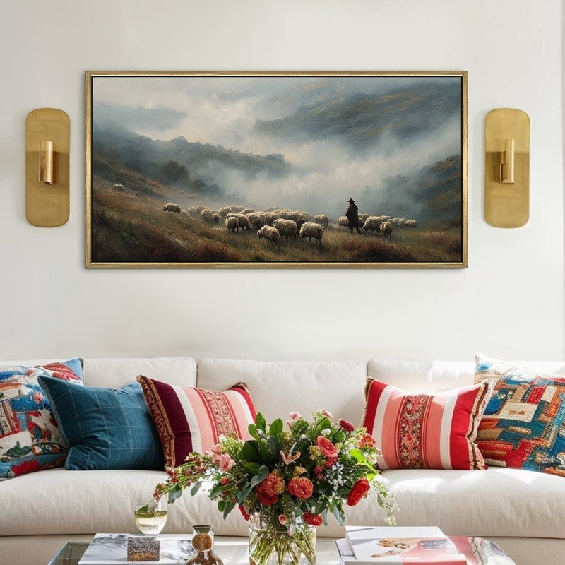 Veiled Hills Canvas Wall Painting With Frame