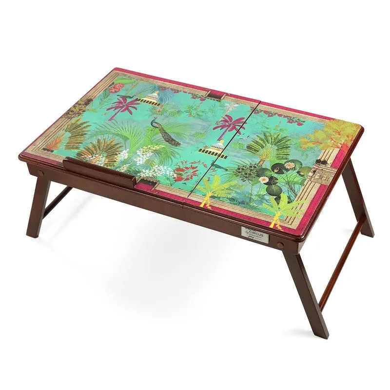 India Circus Peacock Multicolor Rectangle Teakwood Laptop Stand media 3