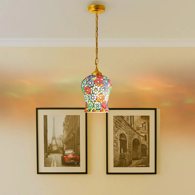 Mosaic Petals Metal & Glass Ceiling Lamp media 2