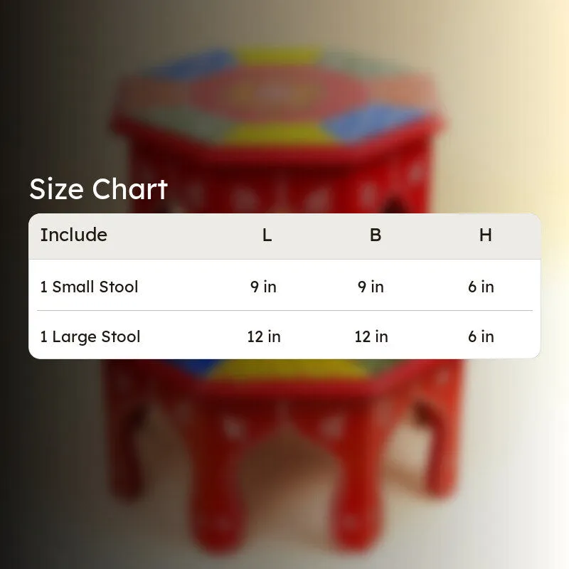 Ethno-Mosaic Hand-Painted MDF Stool - Set Of Two media 7