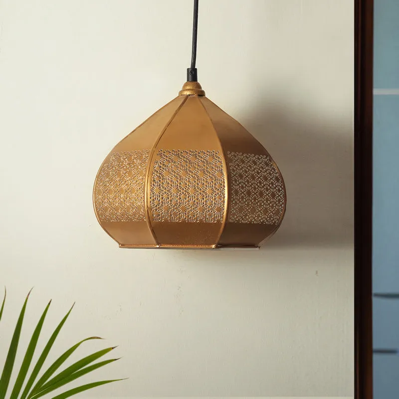 Moonlit Kasbah Hand-Etched Iron Ceiling Lamp media 2
