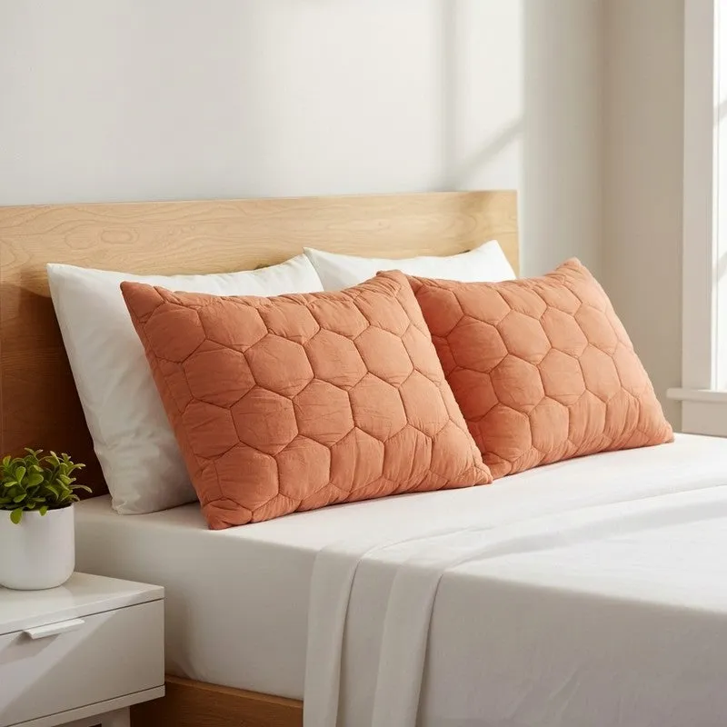 Hexagon Quilted Cotton Pillow - Set Of Two media 1