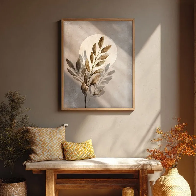 Nature Inspired Botanical Archival Paper Wall Painting With Brown Frame media 1