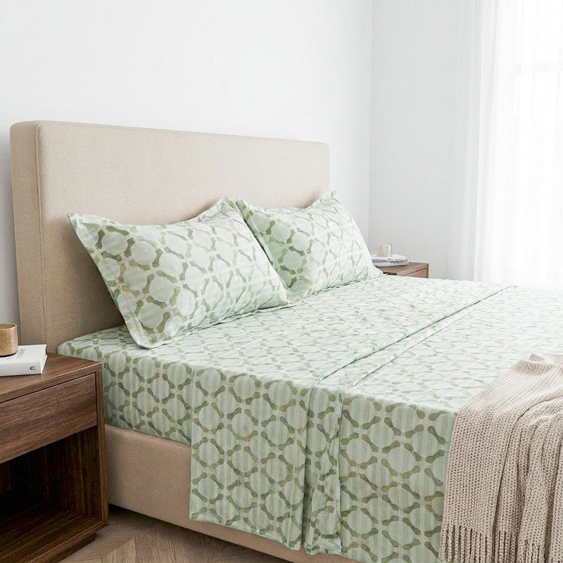Ulrika Neva Cotton Bedsheet (Green) - 200 TC media 3
