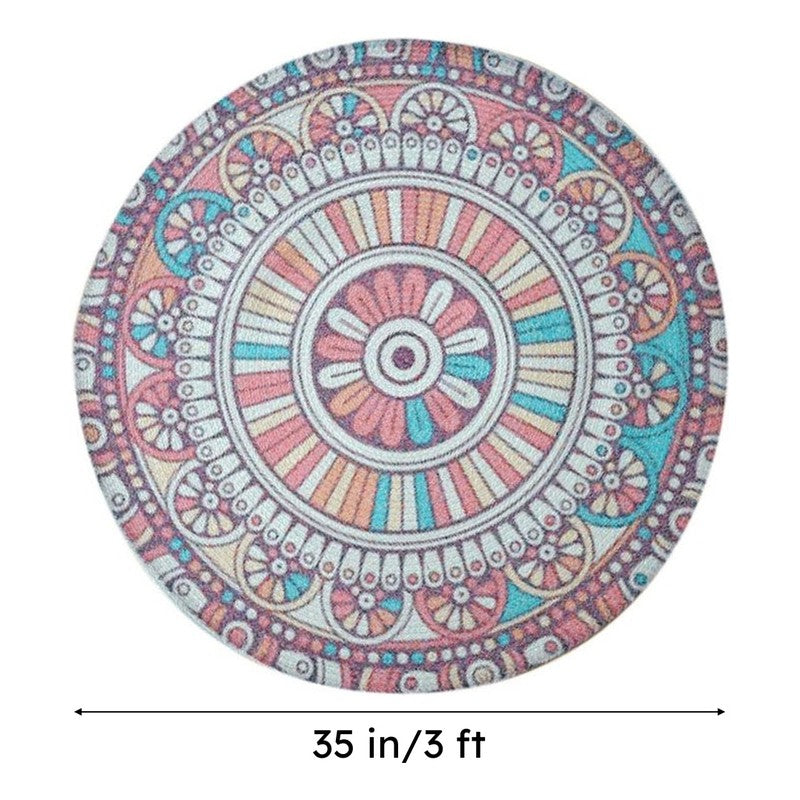 Mandala Boho Round Cotton Rug media 10