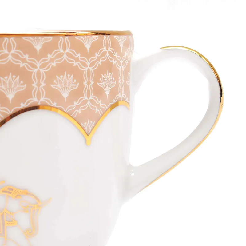 Gilded Legacy Coupe 24k Gold Brushed Porcelain Coffee Mug(300 mL Each/Peach) - Set Of Four media 7